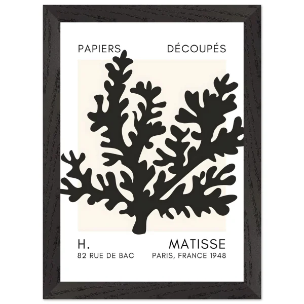 Artfulprints Poster met Lijst Matisse – Aqua bloom black - A4 21x29.7 cm - Zwart - 51Dnspod | Smaakvolle damp – Verzendkosten vrij vanaf 40€