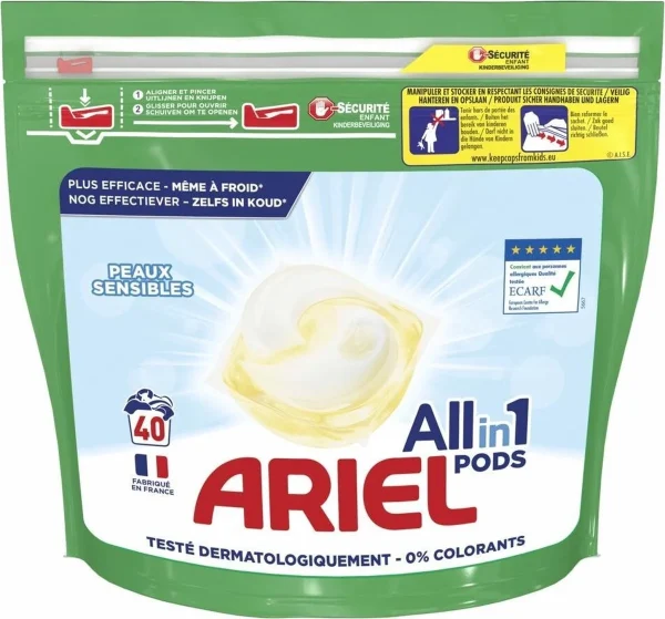 Ariel All-in-1 Pods Wasmiddelcapsules Sensitive 40 stuks - 51Dnspod | Smaakvolle damp – Verzendkosten vrij vanaf 40€