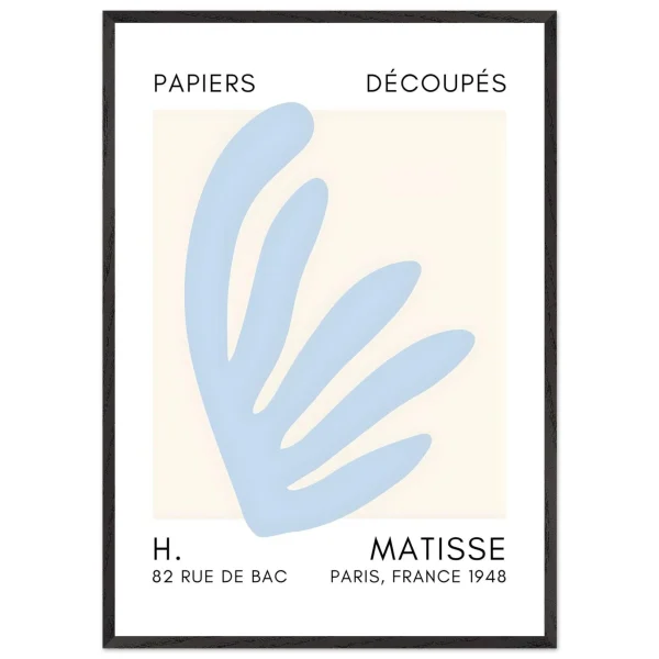 Artfulprints Poster met Lijst Matisse – Aquatic impression light blue - 70x100 cm - Blauw - 51Dnspod | Smaakvolle damp – Verzendkosten vrij vanaf 40€