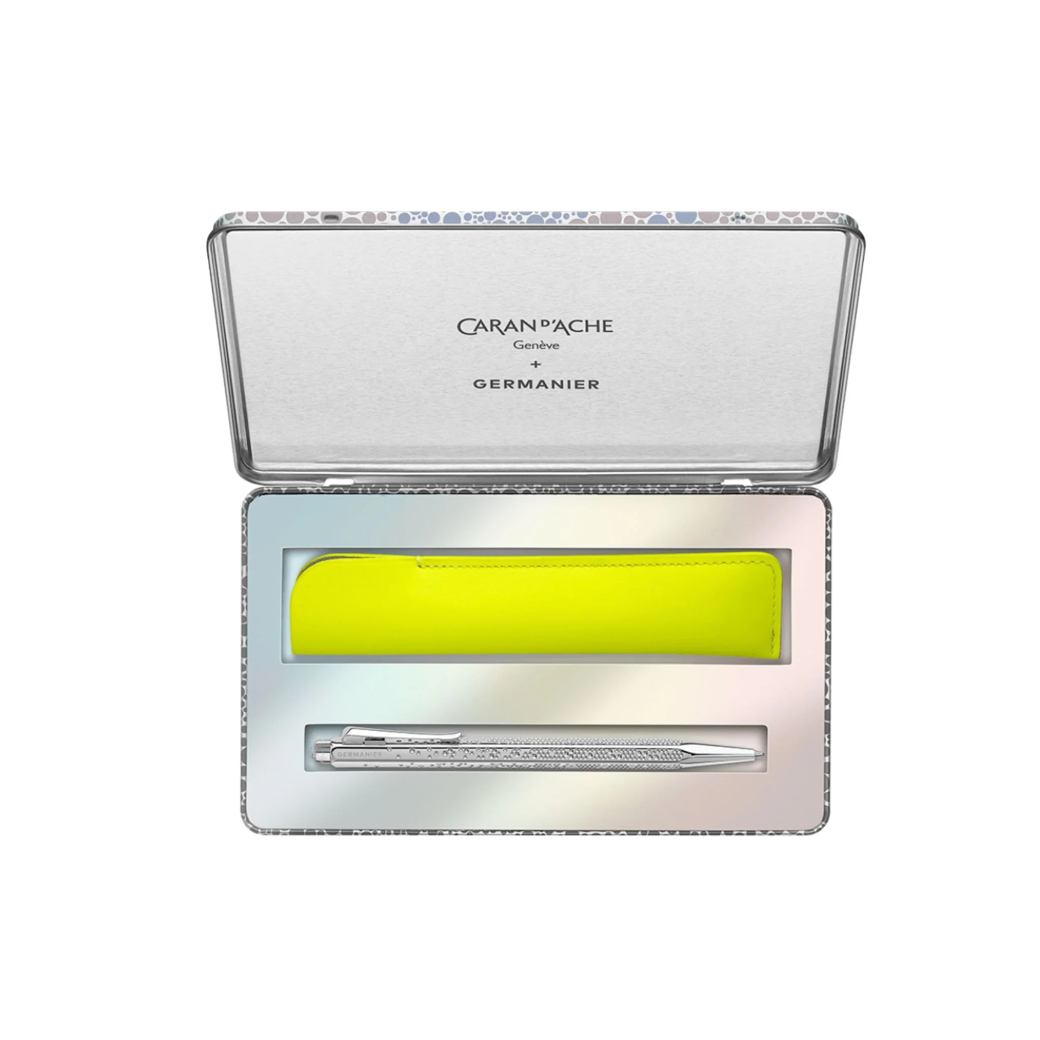 Caran d'Ache Ecridor GERMANIER Special Edition Platinum Balpen & Leather Case Set - 51Dnspod | Smaakvolle damp – Verzendkosten vrij vanaf 40€ Caran d'Ache Ecridor GERMANIER Special Edition Platinum Balpen & Leather Case Set - 51Dnspod | Smaakvolle damp – Verzendkosten vrij vanaf 40€