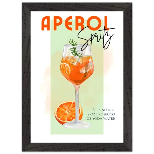 Artfulprints Poster met Lijst Aperol Spritz - Green - A4 21x29.7 cm - Groen - 51Dnspod | Smaakvolle damp – Verzendkosten vrij vanaf 40€