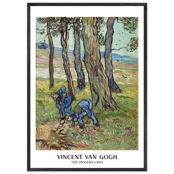 Artfulprints Poster met Lijst Vincent van Gogh - The diggers - 70x100 cm - Groen - 51Dnspod | Smaakvolle damp – Verzendkosten vrij vanaf 40€
