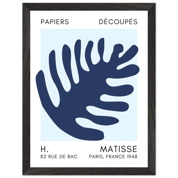 Artfulprints Poster met Lijst Matisse – Coral bloom navy blue I - 30x40 cm - Blauw - 51Dnspod | Smaakvolle damp – Verzendkosten vrij vanaf 40€
