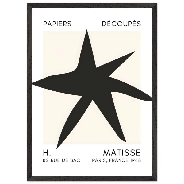 Artfulprints Poster met Lijst Matisse – Star of the sea black - 50x70 cm - Zwart - 51Dnspod | Smaakvolle damp – Verzendkosten vrij vanaf 40€