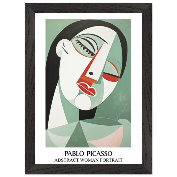 Artfulprints Poster met Lijst Pablo Picasso - Abstract woman portrait - A4 21x29.7 cm - Groen - 51Dnspod | Smaakvolle damp – Verzendkosten vrij vanaf 40€