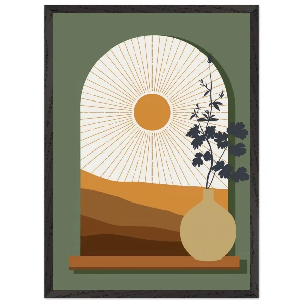Artfulprints Poster met Lijst Boho – Sunset window - 50x70 cm - Bruin - 51Dnspod | Smaakvolle damp – Verzendkosten vrij vanaf 40€