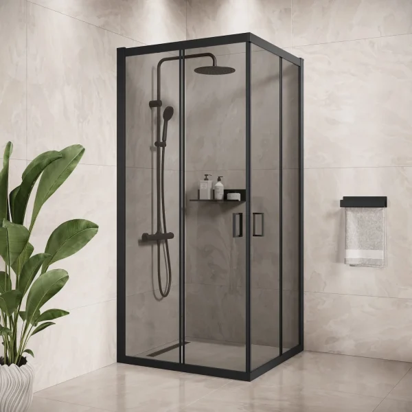 Badplaats Douchecabine Dakota 100 x 100 x 190 cm – Zwart met Rookglas – Douchewand met Schuifdeur - 51Dnspod | Smaakvolle damp – Verzendkosten vrij vanaf 40€