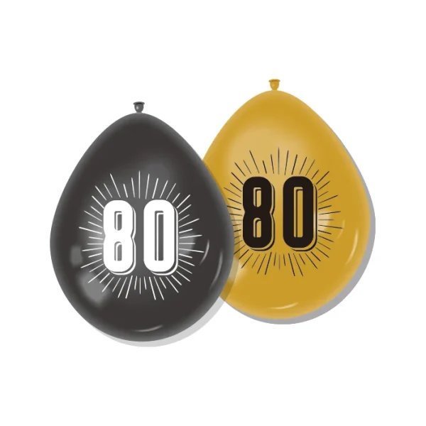 Ballonnen 80 zwart/goud 30 cm - 8 stuks - 51Dnspod | Smaakvolle damp – Verzendkosten vrij vanaf 40€