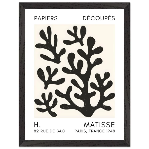 Artfulprints Poster met Lijst Matisse – Coral shadows black - 30x40 cm - Zwart - 51Dnspod | Smaakvolle damp – Verzendkosten vrij vanaf 40€