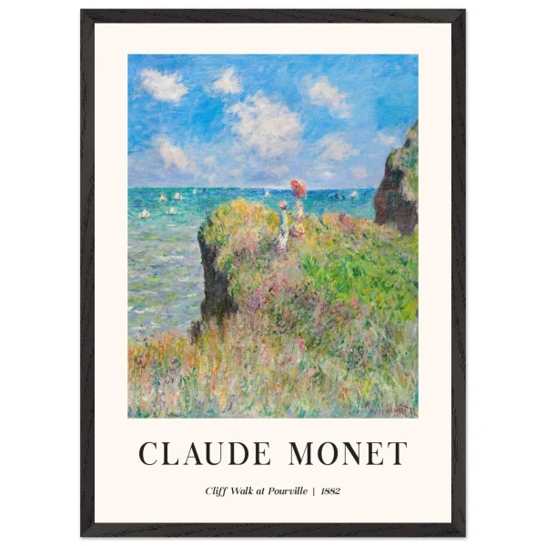 Artfulprints Poster met Lijst Claude Monet - Cliff walk at Pourville - 50x70 cm - Blauw - 51Dnspod | Smaakvolle damp – Verzendkosten vrij vanaf 40€