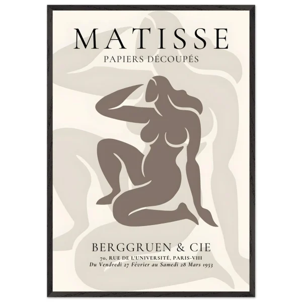 Artfulprints Poster met Lijst Matisse - Shapes of her - 70x100 cm - Taupe - 51Dnspod | Smaakvolle damp – Verzendkosten vrij vanaf 40€