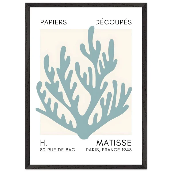 Artfulprints Poster met Lijst Matisse – Coral harmony turquoise - 50x70 cm - Turquoise - 51Dnspod | Smaakvolle damp – Verzendkosten vrij vanaf 40€