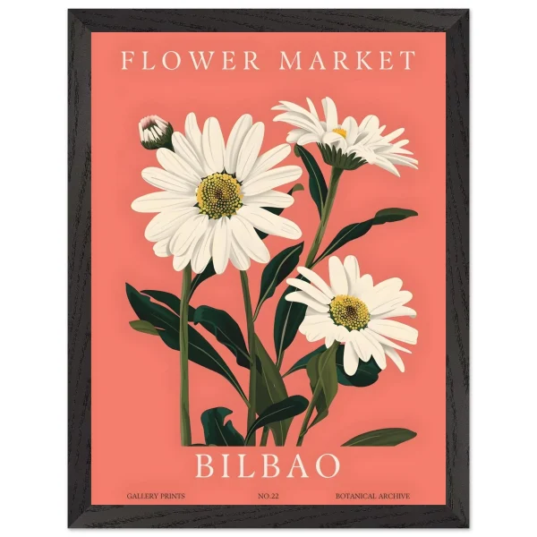 Artfulprints Poster met Lijst Flower market - Bilbao - 30x40 cm - Roze - 51Dnspod | Smaakvolle damp – Verzendkosten vrij vanaf 40€