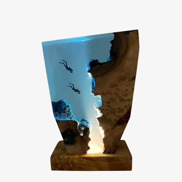 AquaGlow Tafellamp – Handgemaakt Epoxyhars Design – USB Oplaadbaar – LED Sfeerverlichting – Voor Woonkamer of Nachtkastje - 51Dnspod | Smaakvolle damp – Verzendkosten vrij vanaf 40€