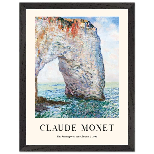Artfulprints Poster met Lijst Claude Monet - The Manneport near Étretat - 30x40 cm - Lichtblauw - 51Dnspod | Smaakvolle damp – Verzendkosten vrij vanaf 40€