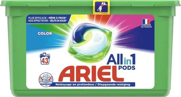 Ariel All in 1 Wasmiddel Pods Kleur Color - 43 Wasbeurten - Verpakking beschadigd - 51Dnspod | Smaakvolle damp – Verzendkosten vrij vanaf 40€