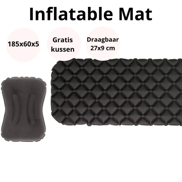 Campingmat met kussen - Slaapmat - 185x57x10 - Snel opblaasbaar - Opblaas matras - 51Dnspod | Smaakvolle damp – Verzendkosten vrij vanaf 40€