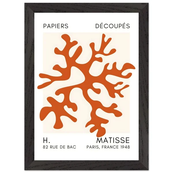 Artfulprints Poster met Lijst Matisse – Dreamy coral flower orange - A4 21x29.7 cm - Oranje - 51Dnspod | Smaakvolle damp – Verzendkosten vrij vanaf 40€