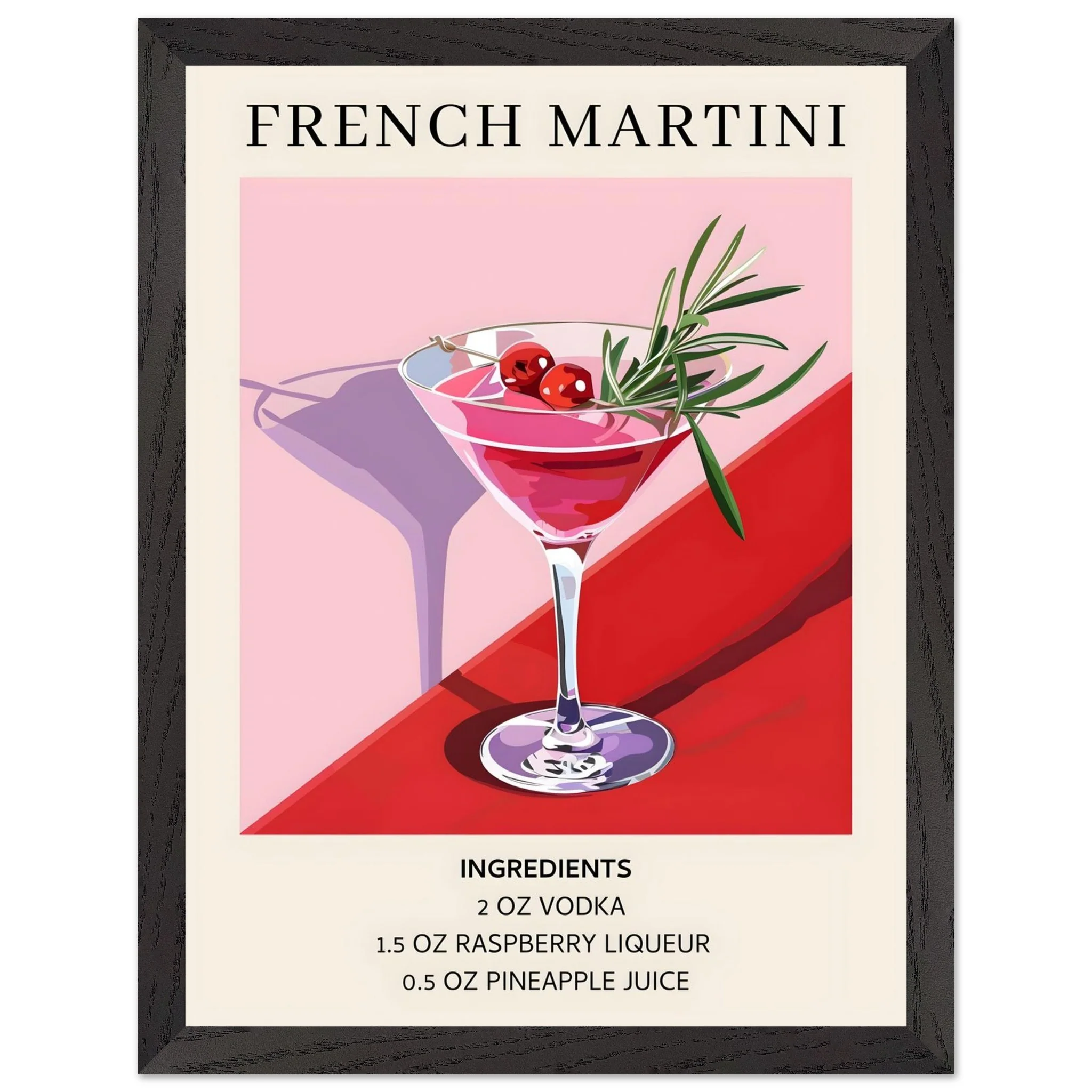 Artfulprints Poster met Lijst French Martini cocktail - Ingrediënten - 30x40 cm - Roze - 51Dnspod | Smaakvolle damp – Verzendkosten vrij vanaf 40€ Artfulprints Poster met Lijst French Martini cocktail - Ingrediënten - 30x40 cm - Roze - 51Dnspod | Smaakvolle damp – Verzendkosten vrij vanaf 40€