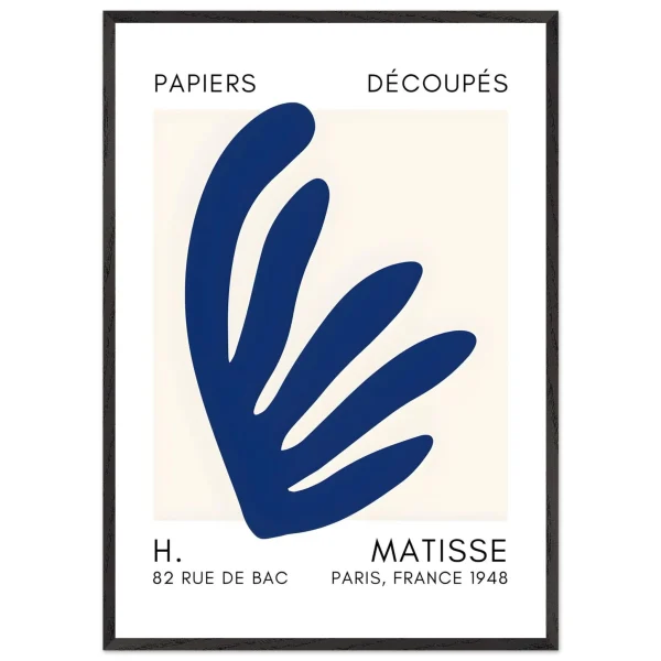 Artfulprints Poster met Lijst Matisse – Aquatic impression navy blue II - 70x100 cm - Blauw - 51Dnspod | Smaakvolle damp – Verzendkosten vrij vanaf 40€
