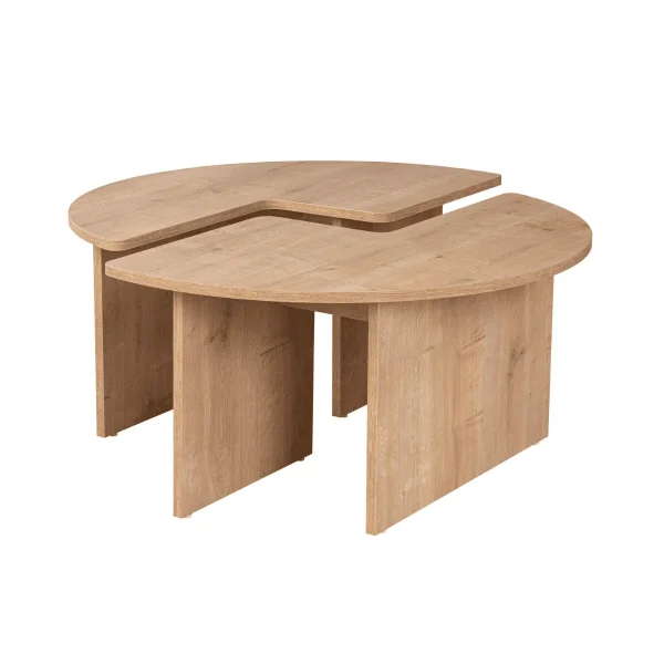 Calicosy - MOIRA Set van 2 salontafels - Hout - 90x90x41 cm - 51Dnspod | Smaakvolle damp – Verzendkosten vrij vanaf 40€