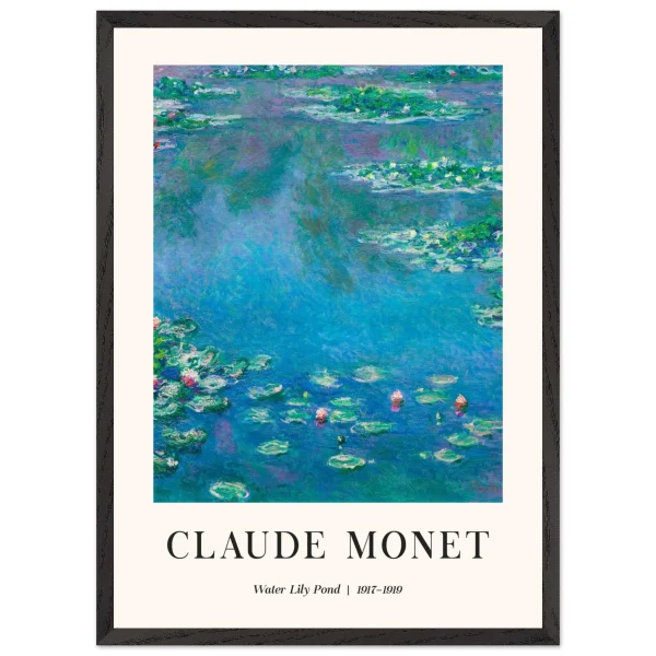 Artfulprints Poster met Lijst Claude Monet - Water lily pond - 50x70 cm - Blauw - 51Dnspod | Smaakvolle damp – Verzendkosten vrij vanaf 40€