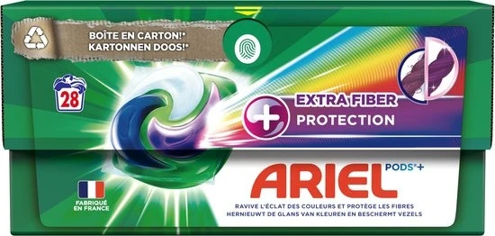 Ariel Wasmiddel Pods + Extra Vezelbescherming - Kleur - 28 Wasbeurten - Verpakking beschadigd - 51Dnspod | Smaakvolle damp – Verzendkosten vrij vanaf 40€