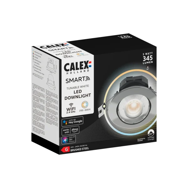 Calex LED inbouwspot Smart RVS ⌀8,5cm dimbaar - 51Dnspod | Smaakvolle damp – Verzendkosten vrij vanaf 40€