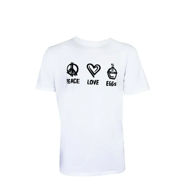 Big Green Egg T-Shirt Peace Love Egg White - 51Dnspod | Smaakvolle damp – Verzendkosten vrij vanaf 40€