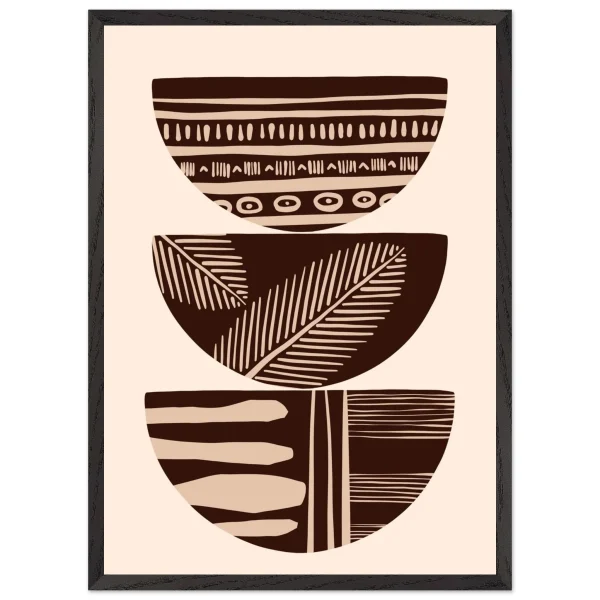Artfulprints Poster met Lijst Boho – Patterned stack - 50x70 cm - Bruin - 51Dnspod | Smaakvolle damp – Verzendkosten vrij vanaf 40€