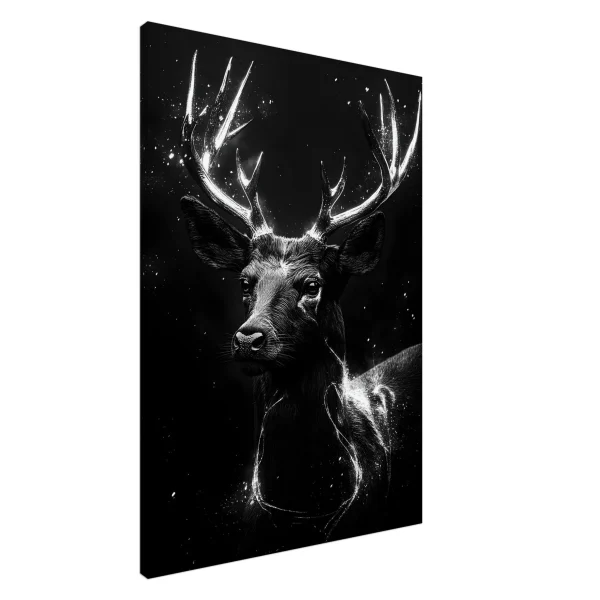 Artfulprints Canvas Deer portrait canvas - 75x100 cm - Zwart / Wit - 51Dnspod | Smaakvolle damp – Verzendkosten vrij vanaf 40€