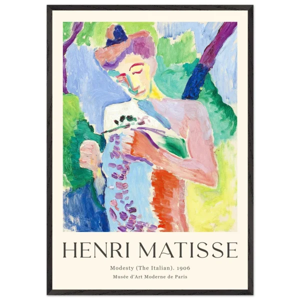Artfulprints Poster met Lijst Matisse - Modesty 1906 - 70x100 cm - Meerkleurig - 51Dnspod | Smaakvolle damp – Verzendkosten vrij vanaf 40€