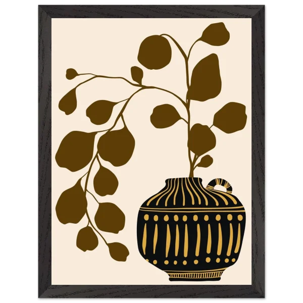 Artfulprints Poster met Lijst Boho – Golden vase - 30x40 cm - Bruin - 51Dnspod | Smaakvolle damp – Verzendkosten vrij vanaf 40€