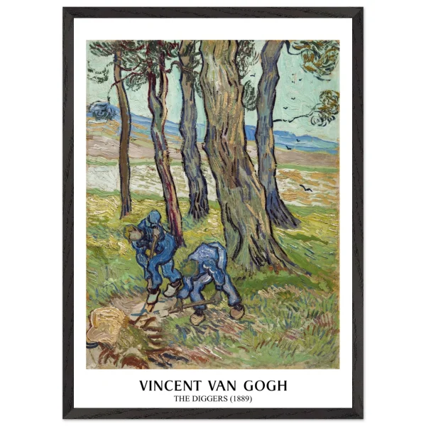 Artfulprints Poster met Lijst Vincent van Gogh - The diggers - 50x70 cm - Groen - 51Dnspod | Smaakvolle damp – Verzendkosten vrij vanaf 40€