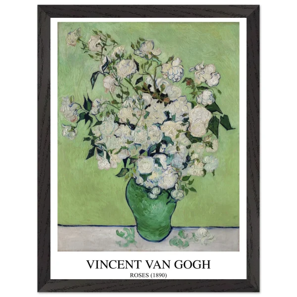 Artfulprints Poster met Lijst Vincent van Gogh - Roses - 30x40 cm - Groen - 51Dnspod | Smaakvolle damp – Verzendkosten vrij vanaf 40€