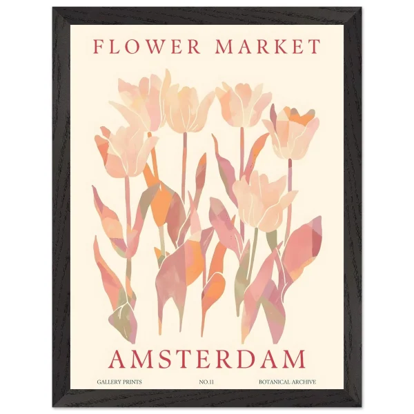 Artfulprints Poster met Lijst Flower market - Amsterdam I - 30x40 cm - Roze - 51Dnspod | Smaakvolle damp – Verzendkosten vrij vanaf 40€
