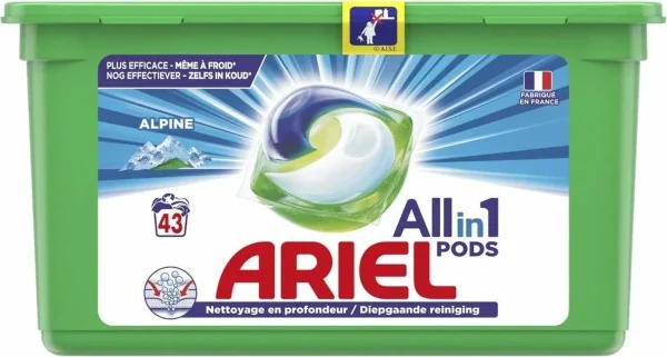 Ariel All-in-1 Pods Wasmiddelcapsules Alpine - 43 stuks - 51Dnspod | Smaakvolle damp – Verzendkosten vrij vanaf 40€